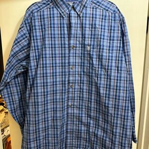 Blue + Orange Plaid Men's Shirt